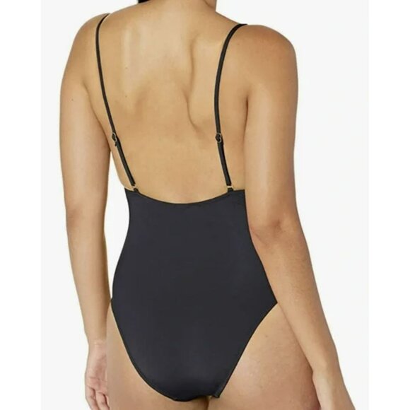 Trina Turk Size 6 Adjustable Black Knotted One Piece Swimsuit Bathing Suit NWT - Picture 2 of 9